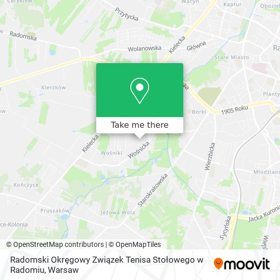 Radomski Okręgowy Związek Tenisa Stołowego w Radomiu map