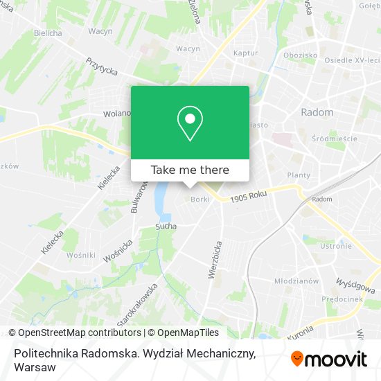 Politechnika Radomska. Wydział Mechaniczny map