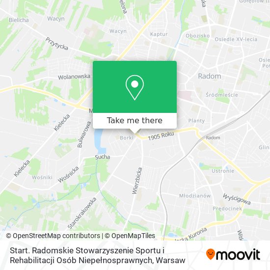 Start. Radomskie Stowarzyszenie Sportu i Rehabilitacji Osób Niepełnosprawnych map