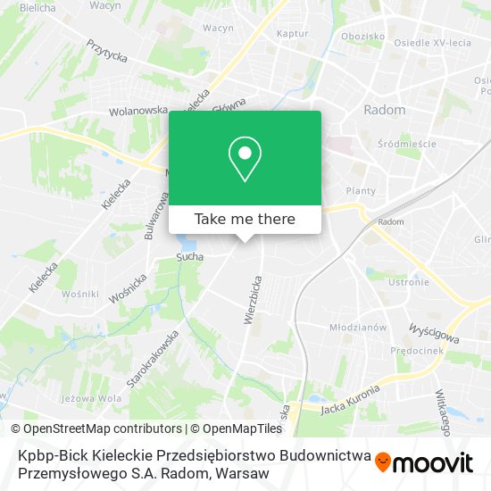 Kpbp-Bick Kieleckie Przedsiębiorstwo Budownictwa Przemysłowego S.A. Radom map