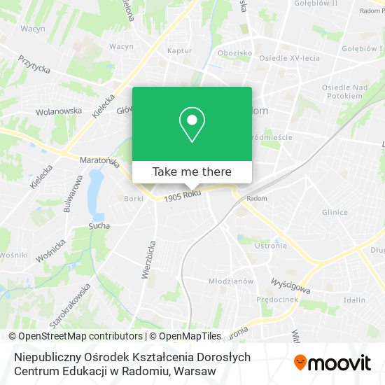 Niepubliczny Ośrodek Kształcenia Dorosłych Centrum Edukacji w Radomiu map