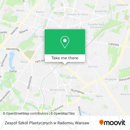 Zespół Szkół Plastycznych w Radomiu map