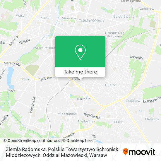 Ziemia Radomska. Polskie Towarzystwo Schronisk Młodzieżowych. Oddział Mazowiecki map