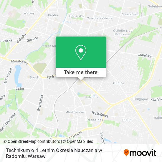 Technikum o 4 Letnim Okresie Nauczania w Radomiu map