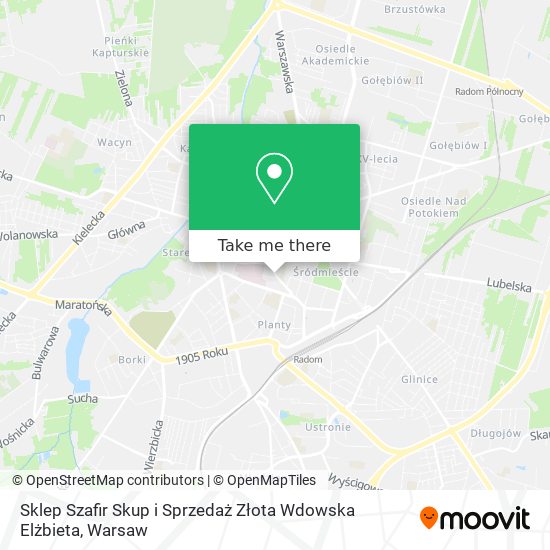 Sklep Szafir Skup i Sprzedaż Złota Wdowska Elżbieta map