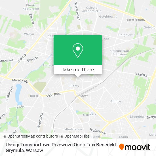 Usługi Transportowe Przewozu Osób Taxi Benedykt Grymuła map