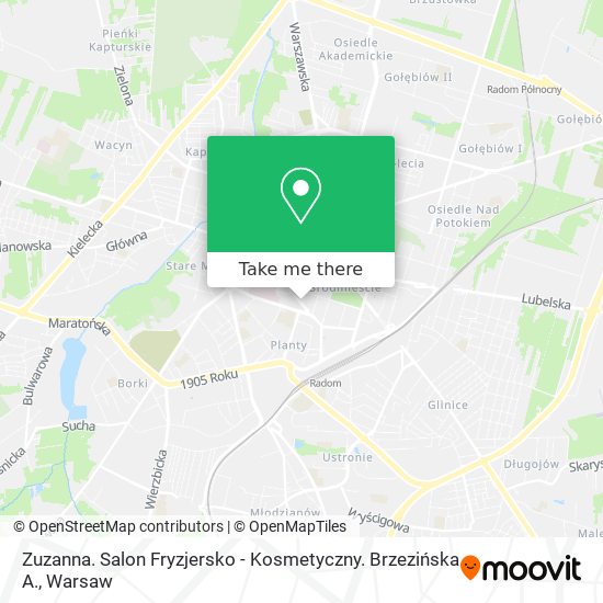 Zuzanna. Salon Fryzjersko - Kosmetyczny. Brzezińska A. map