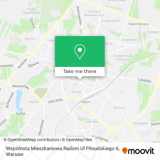 Wspólnota Mieszkaniowa Radom Ul Piłsudskiego 6 map