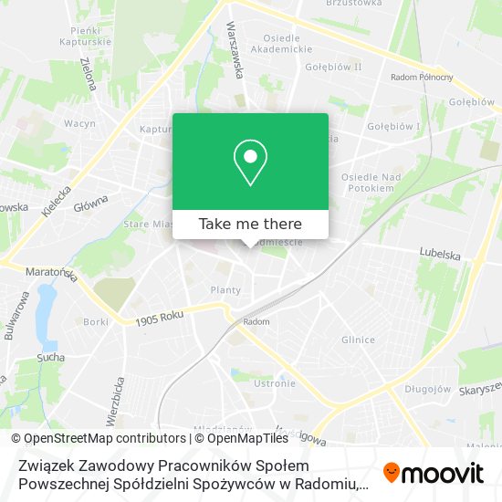 Związek Zawodowy Pracowników Społem Powszechnej Spółdzielni Spożywców w Radomiu map