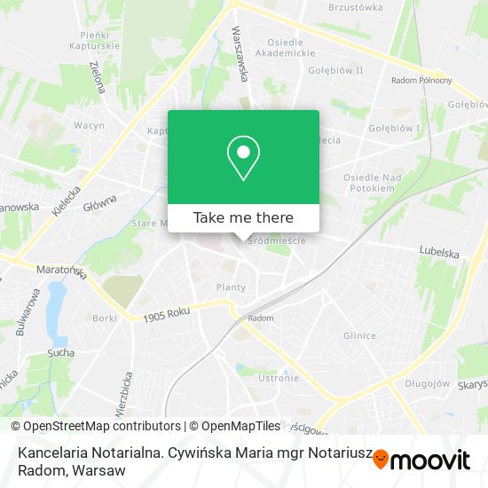 Kancelaria Notarialna. Cywińska Maria mgr Notariusz Radom map