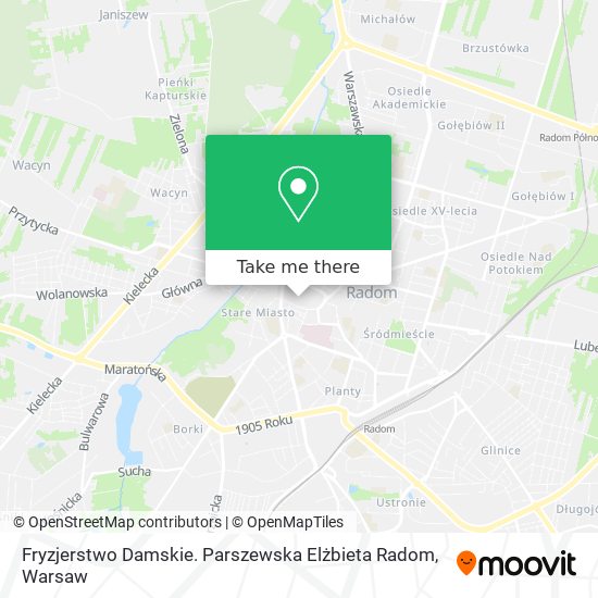 Fryzjerstwo Damskie. Parszewska Elżbieta Radom map