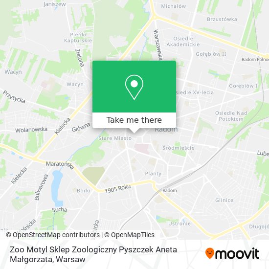 Zoo Motyl Sklep Zoologiczny Pyszczek Aneta Małgorzata map