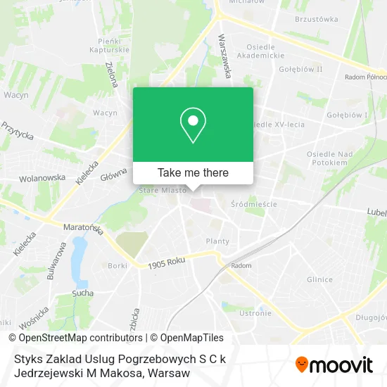 Карта Styks Zaklad Uslug Pogrzebowych S C k Jedrzejewski M Makosa