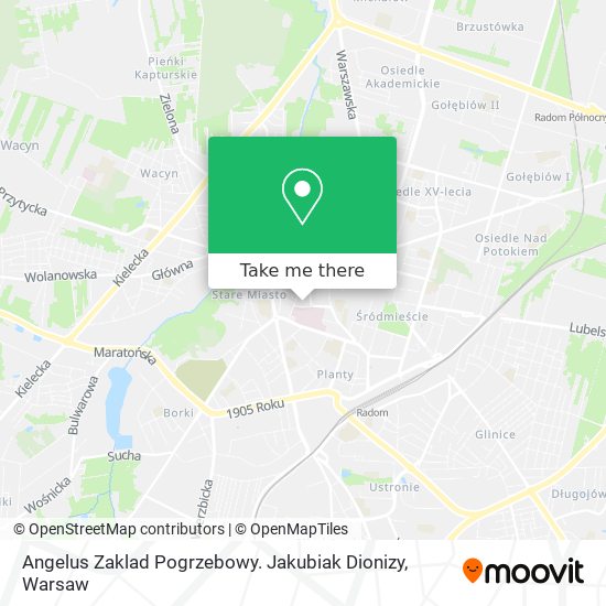 Angelus Zaklad Pogrzebowy. Jakubiak Dionizy map