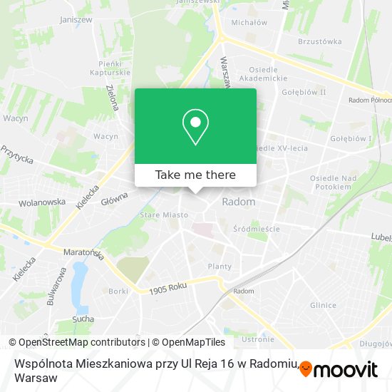 Wspólnota Mieszkaniowa przy Ul Reja 16 w Radomiu map