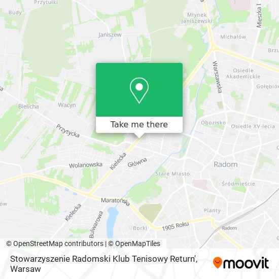 Карта Stowarzyszenie Radomski Klub Tenisowy Return'