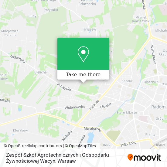 Zespół Szkół Agrotechnicznych i Gospodarki Żywnościowej Wacyn map