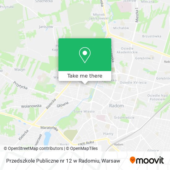 Przedszkole Publiczne nr 12 w Radomiu map