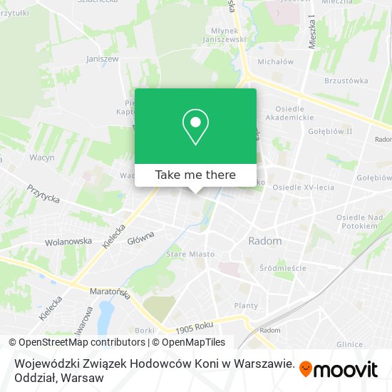 Wojewódzki Związek Hodowców Koni w Warszawie. Oddział map