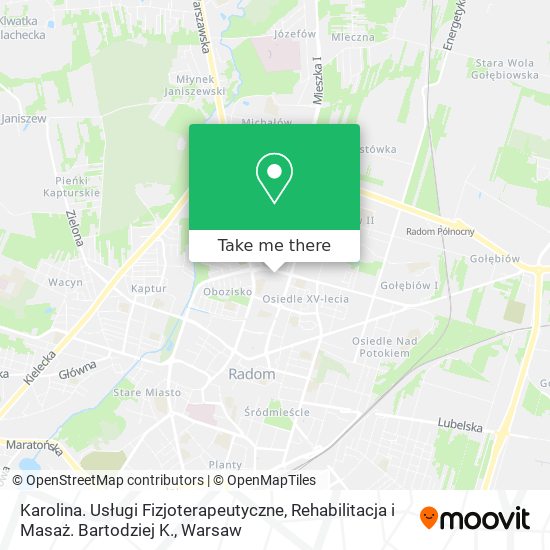 Karolina. Usługi Fizjoterapeutyczne, Rehabilitacja i Masaż. Bartodziej K. map