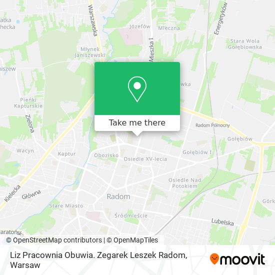 Liz Pracownia Obuwia. Zegarek Leszek Radom map