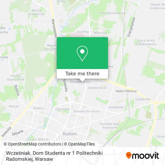 Wcześniak. Dom Studenta nr 1 Politechniki Radomskiej map