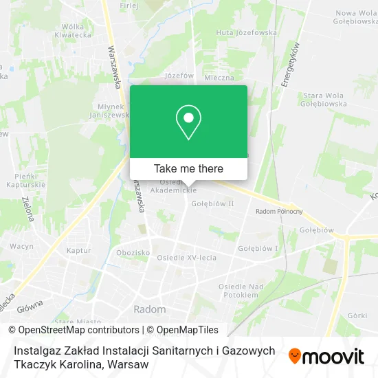 Карта Instalgaz Zakład Instalacji Sanitarnych i Gazowych Tkaczyk Karolina