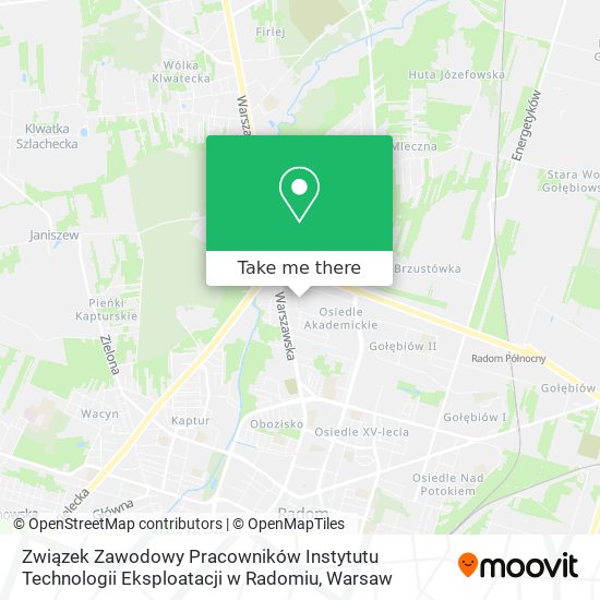 Związek Zawodowy Pracowników Instytutu Technologii Eksploatacji w Radomiu map