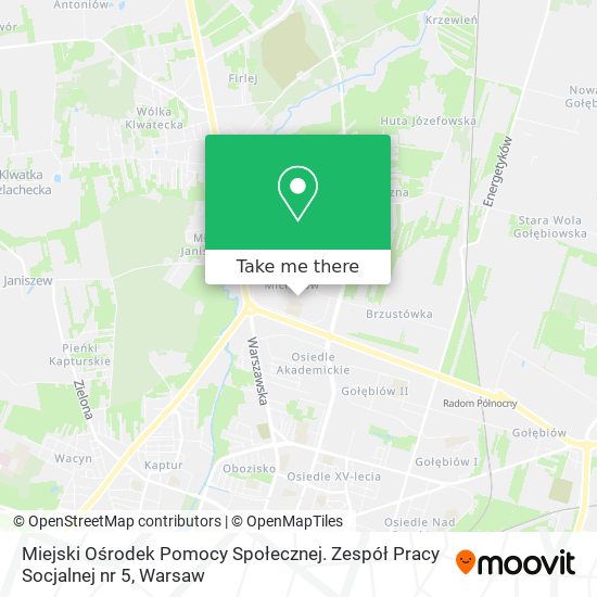 Miejski Ośrodek Pomocy Społecznej. Zespół Pracy Socjalnej nr 5 map