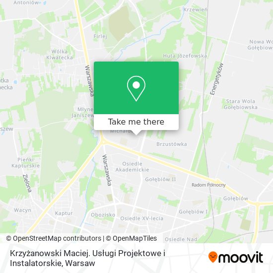 Krzyżanowski Maciej. Usługi Projektowe i Instalatorskie map