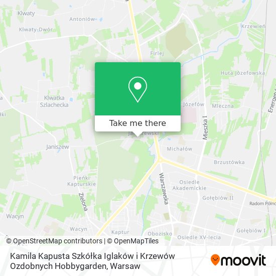 Kamila Kapusta Szkółka Iglaków i Krzewów Ozdobnych Hobbygarden map