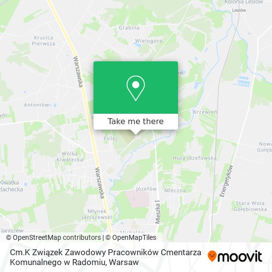 Cm.K Związek Zawodowy Pracowników Cmentarza Komunalnego w Radomiu map