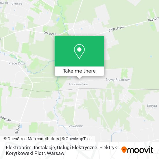 Elektroprim. Instalacje, Usługi Elektryczne. Elektryk Korytkowski Piotr map