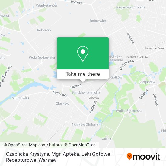 Czaplicka Krystyna, Mgr. Apteka. Leki Gotowe i Recepturowe map