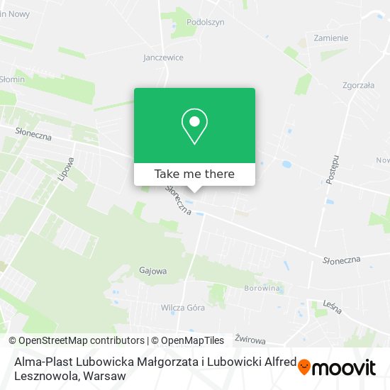 Alma-Plast Lubowicka Małgorzata i Lubowicki Alfred Lesznowola map