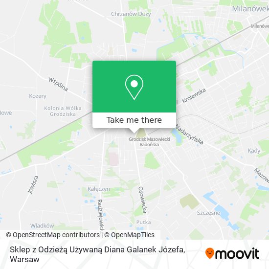 Sklep z Odzieżą Używaną Diana Galanek Józefa map