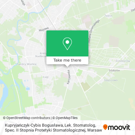 Kupryjańczyk-Cybis Bogusława, Lek. Stomatolog, Spec. II Stopnia Protetyki Stomatologicznej map