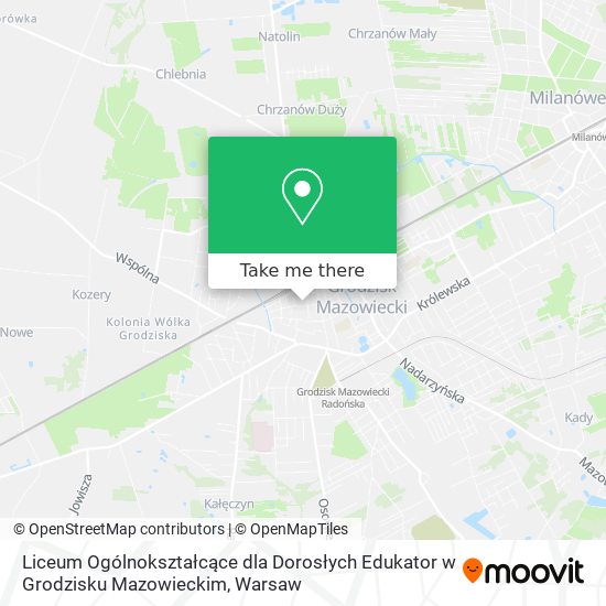 Liceum Ogólnokształcące dla Dorosłych Edukator w Grodzisku Mazowieckim map