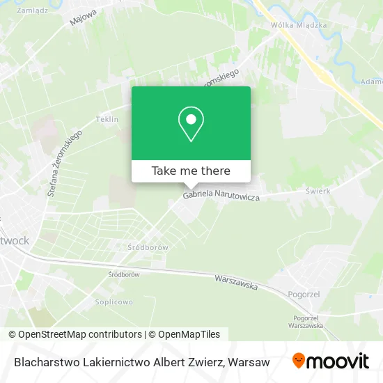 Карта Blacharstwo Lakiernictwo Albert Zwierz