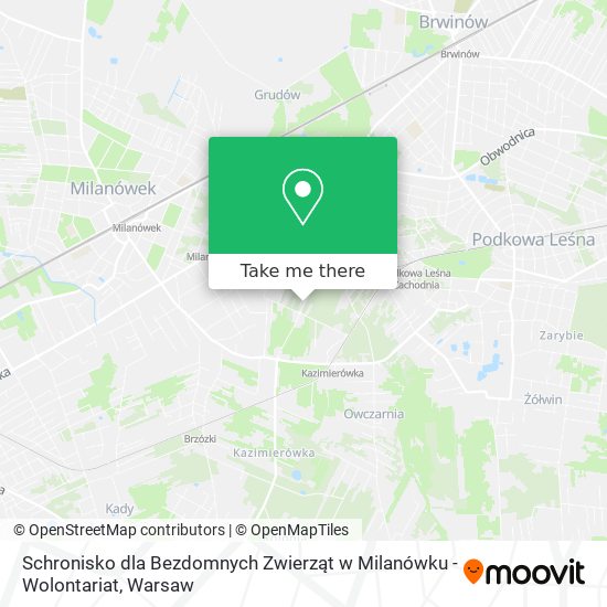 Schronisko dla Bezdomnych Zwierząt w Milanówku - Wolontariat map