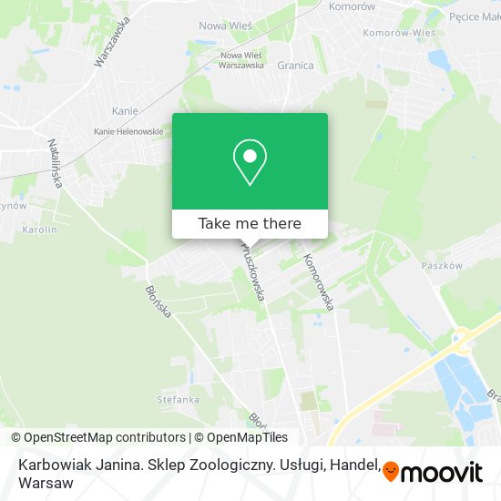 Karbowiak Janina. Sklep Zoologiczny. Usługi, Handel map