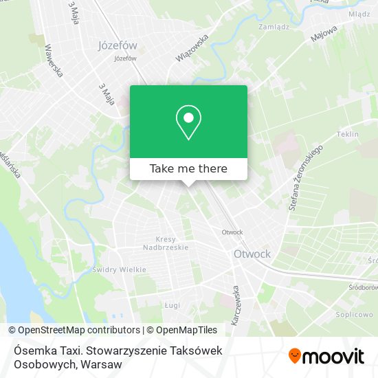 Ósemka Taxi. Stowarzyszenie Taksówek Osobowych map