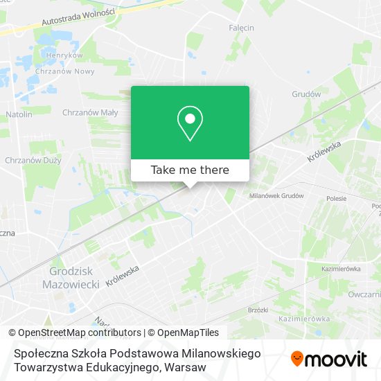 Społeczna Szkoła Podstawowa Milanowskiego Towarzystwa Edukacyjnego map