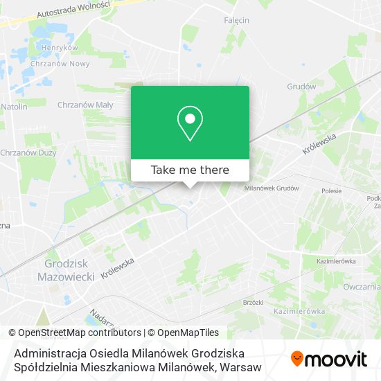 Карта Administracja Osiedla Milanówek Grodziska Spółdzielnia Mieszkaniowa Milanówek