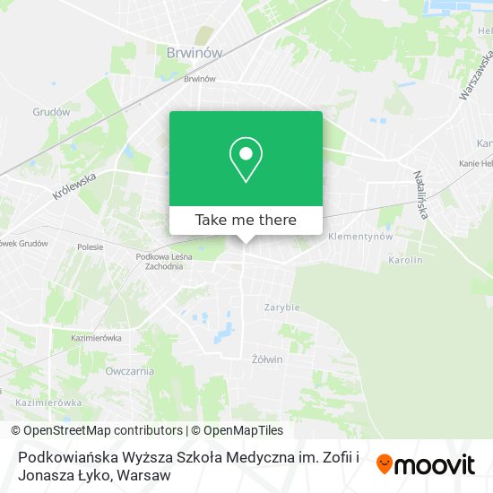 Podkowiańska Wyższa Szkoła Medyczna im. Zofii i Jonasza Łyko map