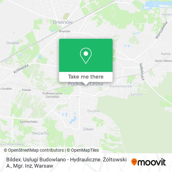 Bildex. Usługi Budowlano - Hydrauliczne. Żółtowski A., Mgr. Inż map