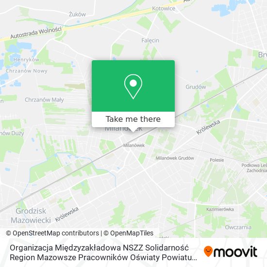 Organizacja Międzyzakładowa NSZZ Solidarność Region Mazowsze Pracowników Oświaty Powiatu Grodziskie map