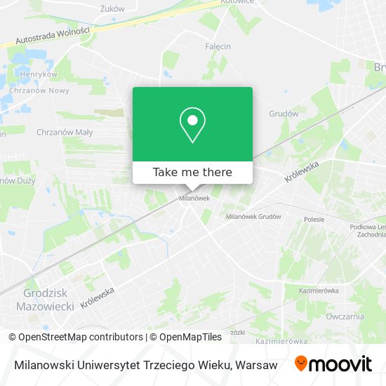 Milanowski Uniwersytet Trzeciego Wieku map