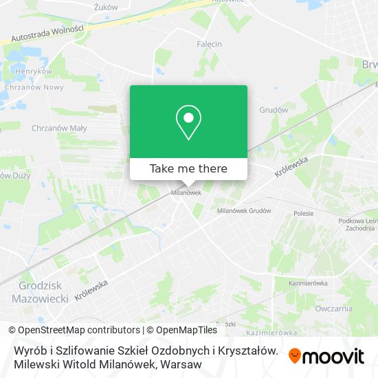 Wyrób i Szlifowanie Szkieł Ozdobnych i Kryształów. Milewski Witold Milanówek map