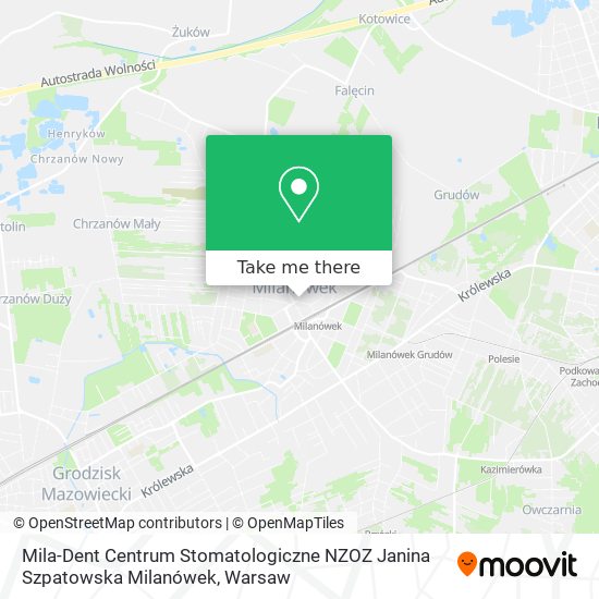 Карта Mila-Dent Centrum Stomatologiczne NZOZ Janina Szpatowska Milanówek